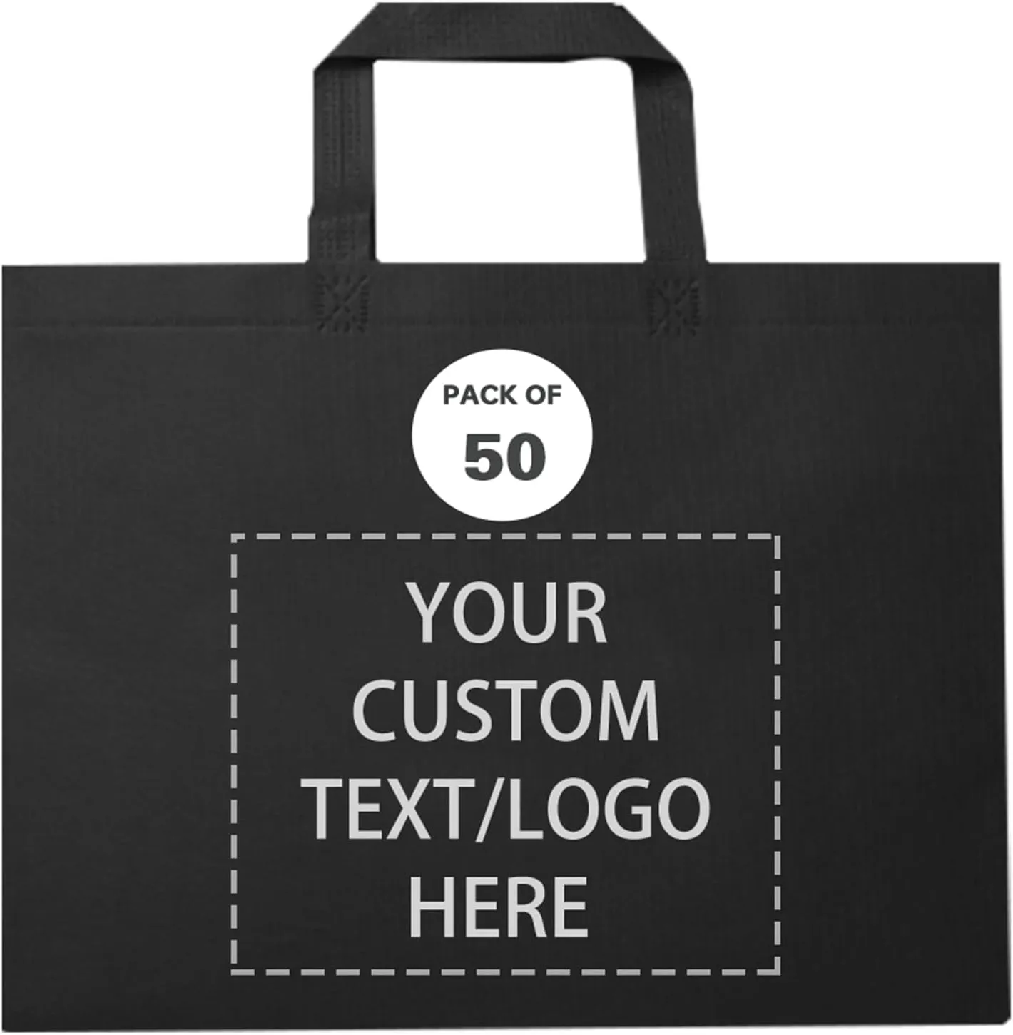Custom Tote Bags Set of 50, Bulk Pack Grocery Shopping Travel Business Activities advertisement Reusable Bag
