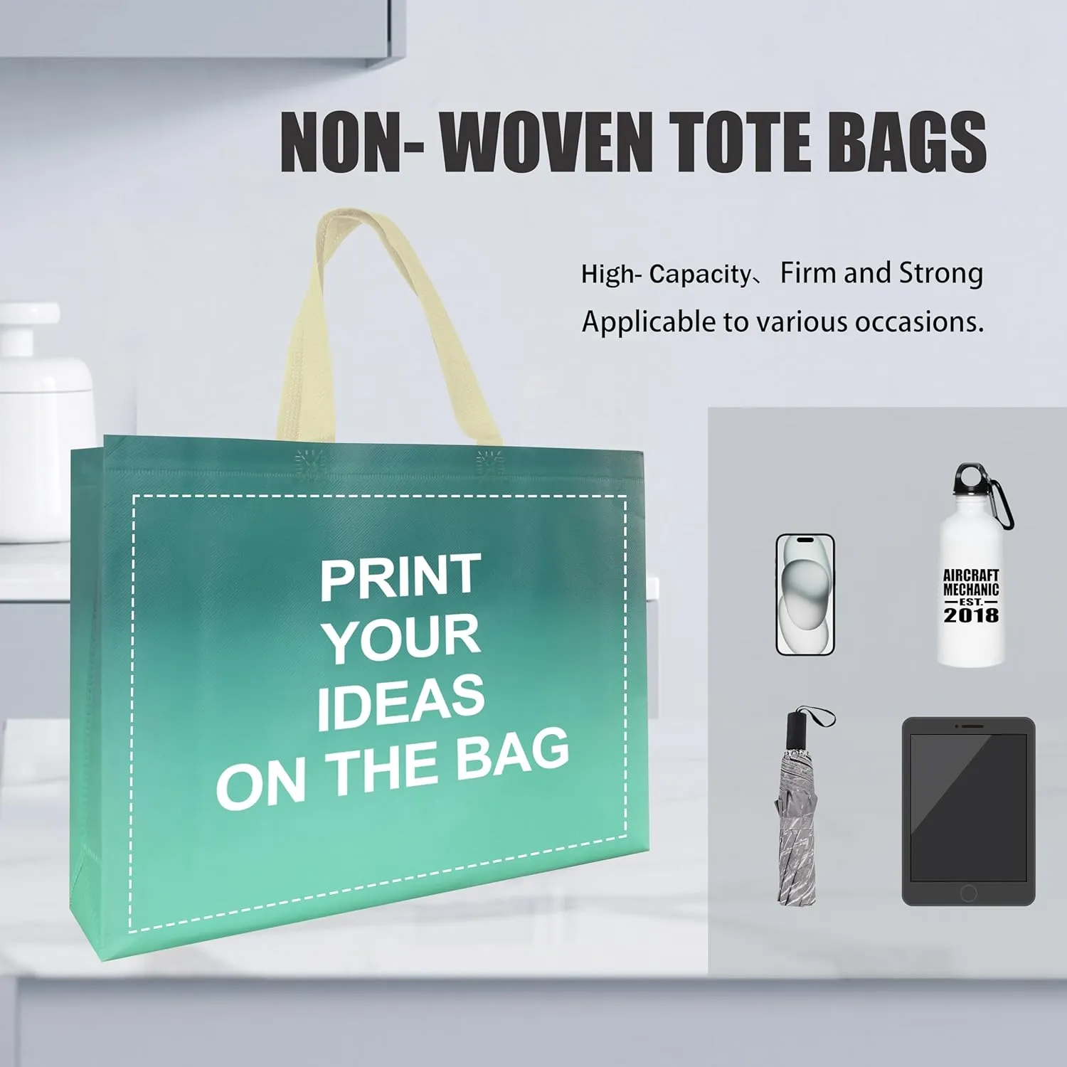 Customized Tote Bag - Custom Shopping Bags with Logo & Reusable Grocery Bags Bulk-Print On Both Sides