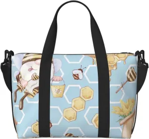 Cute Gnome Bee Collects Honey Travel Bag for Women Men Weekender Bags Carry on Overnight Bag Tote Bag Yoga Gym Bag for Gym, Work, Weekend, Travel, Personal Items