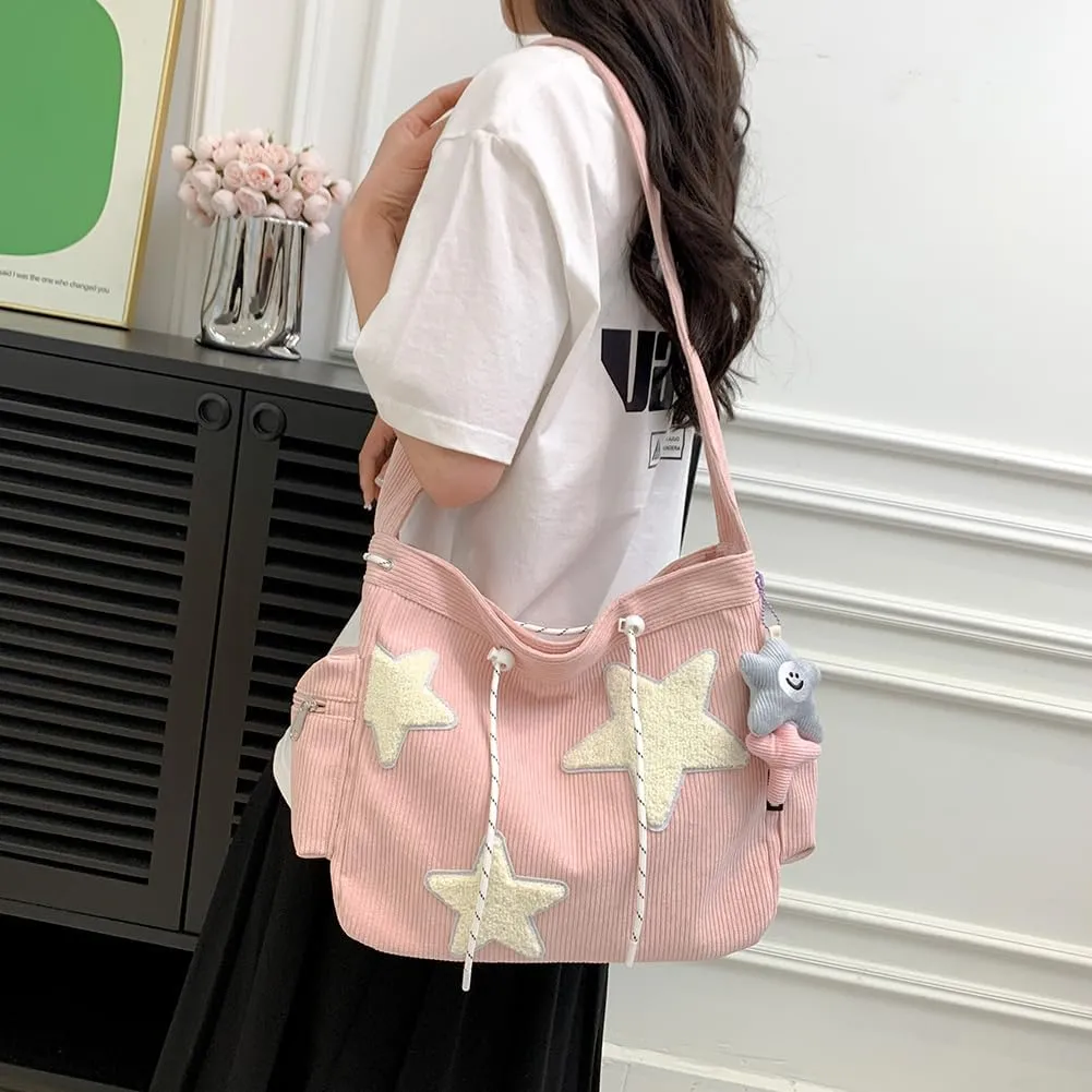 Cute Kawaii Messenger Bag Canvas Crossbody Bag Aesthetic Shoulder Bag for Women Men Flap Messenger Bag