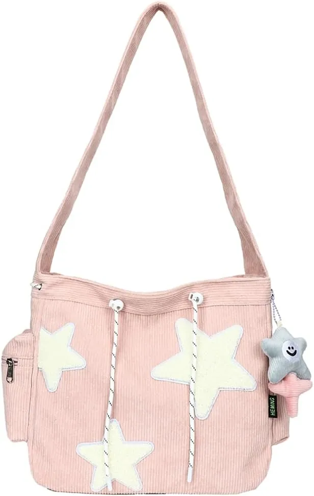 Cute Kawaii Messenger Bag Canvas Crossbody Bag Aesthetic Shoulder Bag for Women Men Flap Messenger Bag