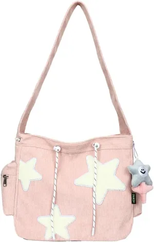 Cute Kawaii Messenger Bag Canvas Crossbody Bag Aesthetic Shoulder Bag for Women Men Flap Messenger Bag