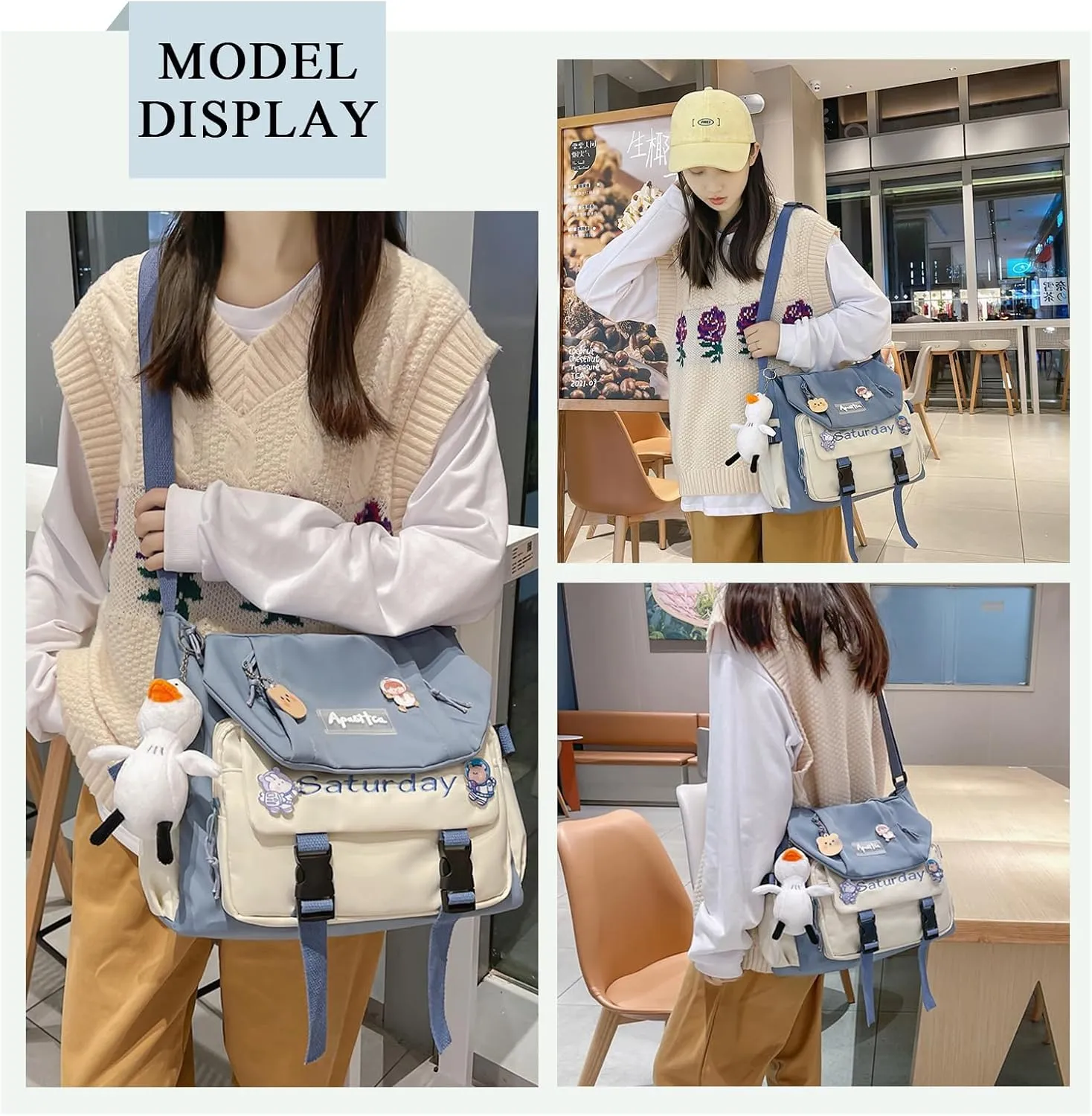 Cute Messenger Bag, Crossbody Bags for Women Kawaii Messenger Bags Purses