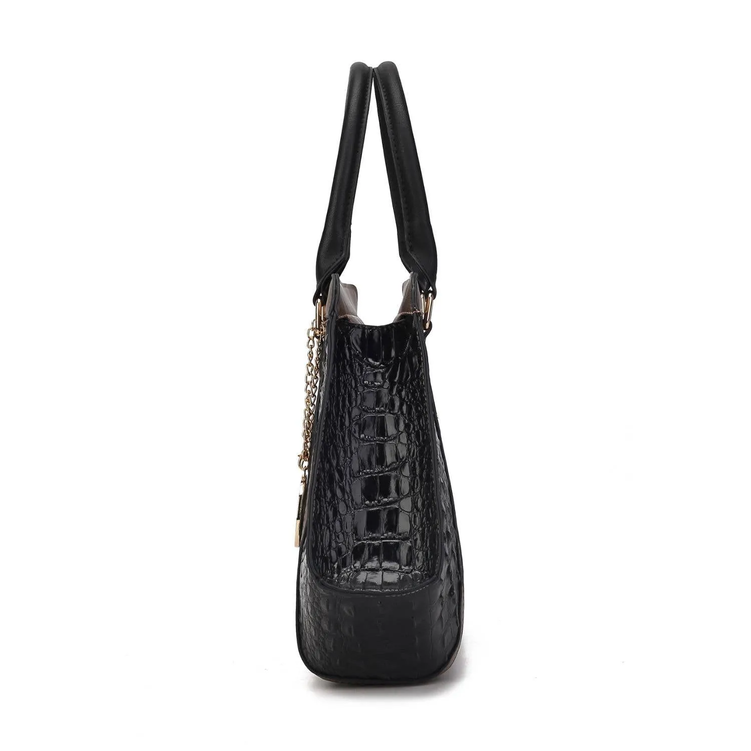 Daisy 2 PCS Croco Satchel Handbag & Wallet Women by Mia k: Black Charcoal
