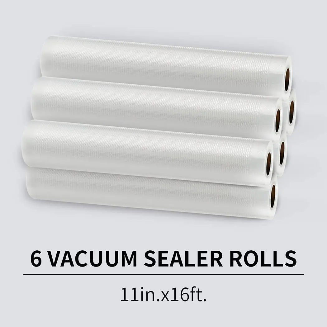 Deefre Vacuum Sealer Bags 11’‘x16’ 6 Rolls for Food Saver, BPA Free and Puncture Prevention Vacuum Seal Food Saver Bags,Great for Sous Vide，Vac Storage or Meal Prep