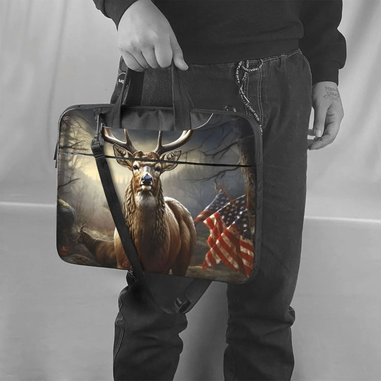 Deer Hunting Season Laptop Tote Bag for Men Women Laptop Sleeve Shoulder Briefcase Messenger Computer Bag
