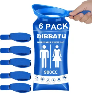 DIBBATU Disposable Urine Bags for Women, 6/12PCS Female-Friendly Travel Urinal Bags, 900ML Pee Bags for Travel for Women/Men, Emergency Unisex Camping Pee Bags for Hiking, Road Trip, Traffic Jam
