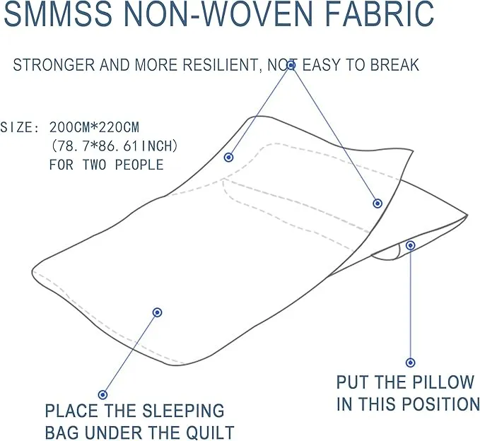 Disposable Sleeping Bag, Single use, Portable Sleeping Bag, Suitable for Travel and Camping Size: 78.7 * 86.61 inches, Individually Packed Sleeping Bag Suitable for Double People