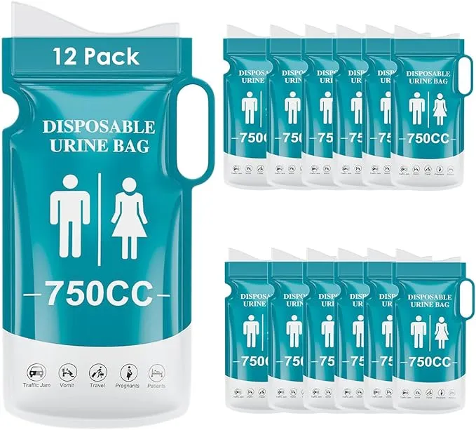 Disposable Urine Bags, 12/20 Pack Pee Bags for Travel for Women Men, Emergency Toilet Pee Bags, Portable Urinal Bag Vomit Bag for Traffic Jams, Camping, Hiking, Pregnant, Patient, Kids