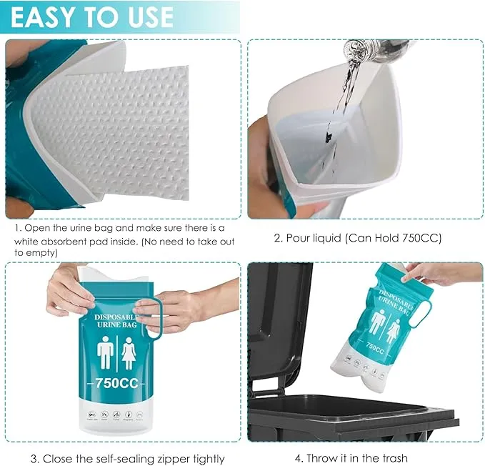 Disposable Urine Bags, 12/20 Pack Pee Bags for Travel for Women Men, Emergency Toilet Pee Bags, Portable Urinal Bag Vomit Bag for Traffic Jams, Camping, Hiking, Pregnant, Patient, Kids