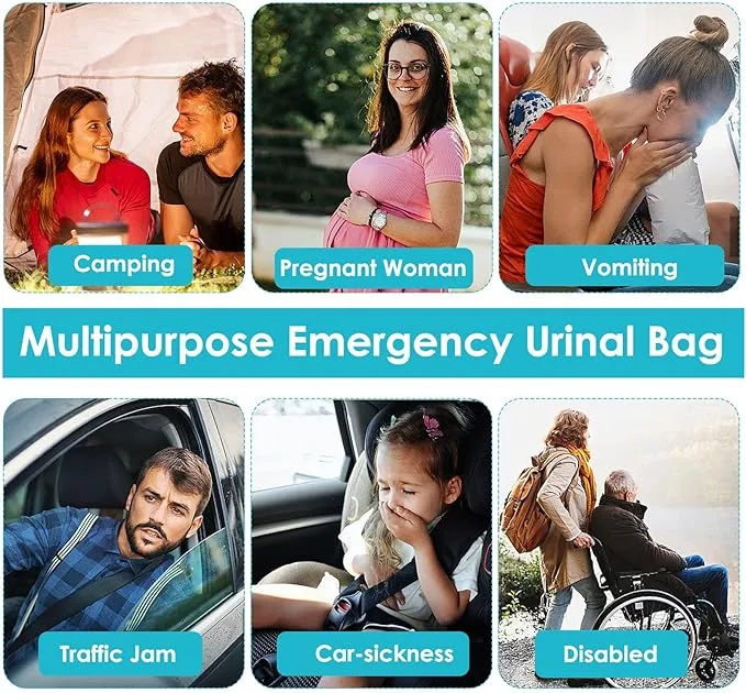 Disposable Urine Bags, 12/20 Pack Pee Bags for Travel for Women Men, Emergency Toilet Pee Bags, Portable Urinal Bag Vomit Bag for Traffic Jams, Camping, Hiking, Pregnant, Patient, Kids