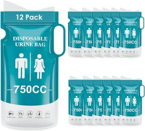 Disposable Urine Bags, 12/20 Pack Pee Bags for Travel for Women Men, Emergency Toilet Pee Bags, Portable Urinal Bag Vomit Bag for Traffic Jams, Camping, Hiking, Pregnant, Patient, Kids