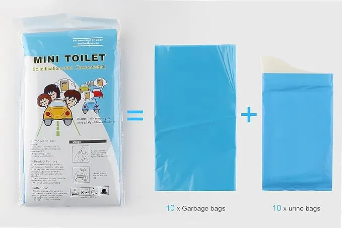 Disposable Urine Bags Camping Pee Bags for Travel Urinal Toilet Super Absorbent Traffic Jam Emergency Portable Urine Bag Pee Bags Car Toilet for Men Women Children Brief Relief, 10 Pieces