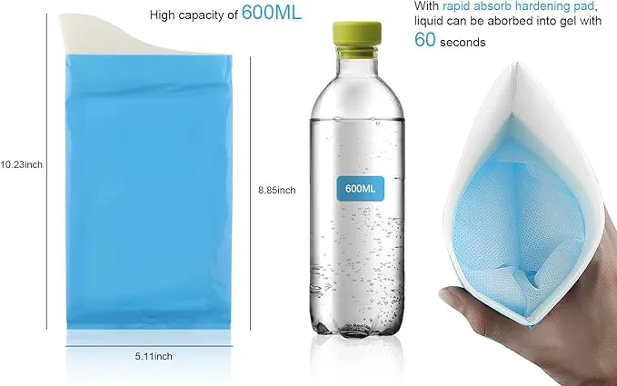 Disposable Urine Bags Camping Pee Bags for Travel Urinal Toilet Super Absorbent Traffic Jam Emergency Portable Urine Bag Pee Bags Car Toilet for Men Women Children Brief Relief, 10 Pieces