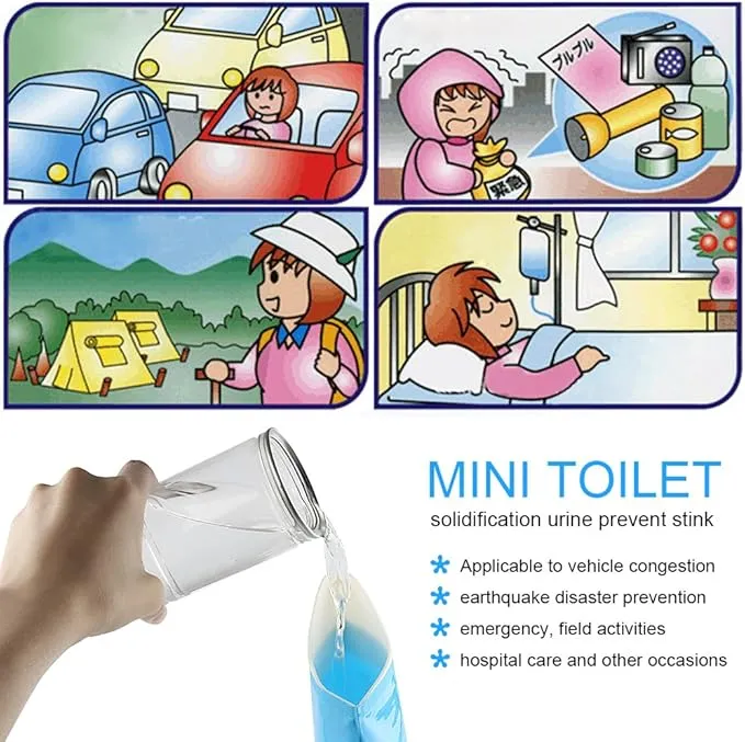 Disposable Urine Bags Camping Pee Bags for Travel Urinal Toilet Super Absorbent Traffic Jam Emergency Portable Urine Bag Pee Bags Car Toilet for Men Women Children Brief Relief, 10 Pieces