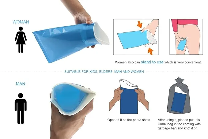 Disposable Urine Bags Camping Pee Bags for Travel Urinal Toilet Super Absorbent Traffic Jam Emergency Portable Urine Bag Pee Bags Car Toilet for Men Women Children Brief Relief, 10 Pieces