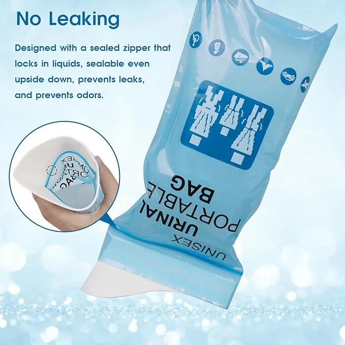 Disposable Urine Bags with Absorbent Pad in Portable Urinal Pee Bags Resealable Unisex for Traffic Jam Travelling On-The-go