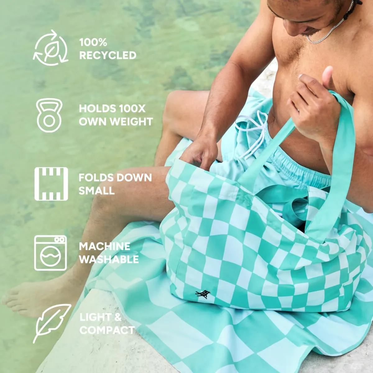 Dock & Bay Everyday Beach Tote Bag - Reusable Carrier Bag for Daily Use - Carries Up to 10kg - 100% Recycled Materials