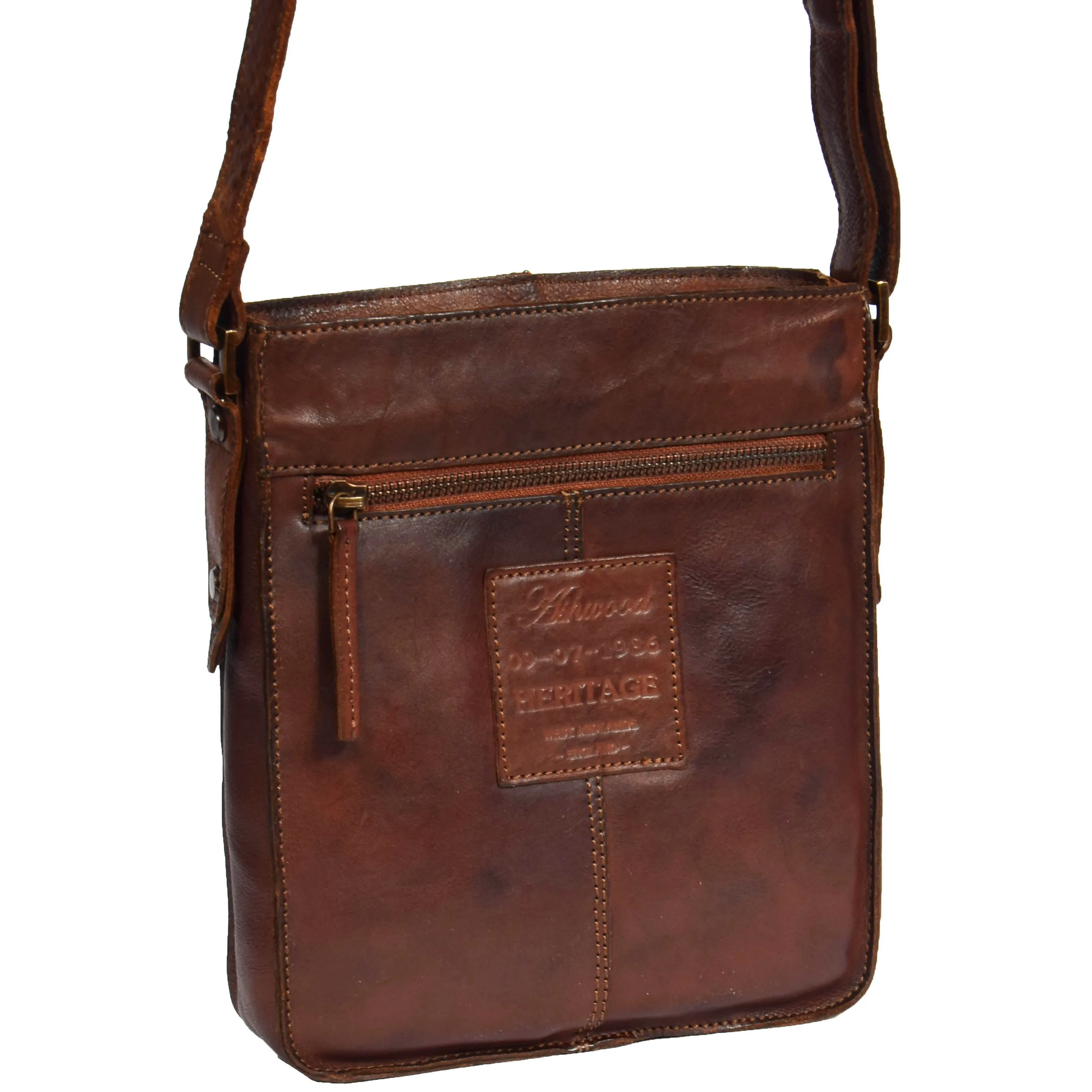 DR275 Mens Real Leather Vintage Body Bag Classic Rust