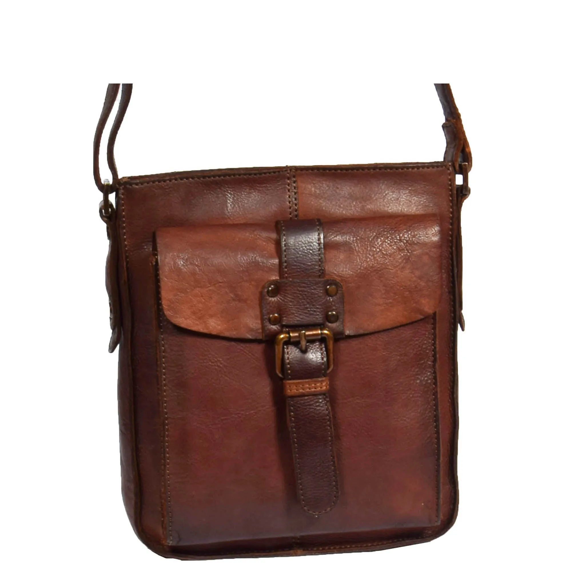DR275 Mens Real Leather Vintage Body Bag Classic Rust
