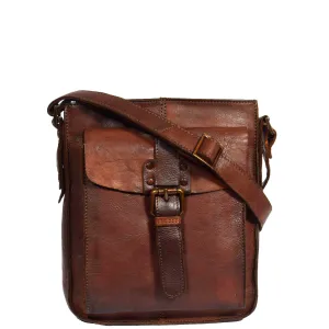 DR275 Mens Real Leather Vintage Body Bag Classic Rust
