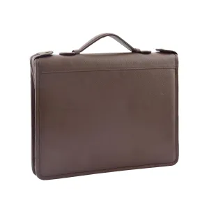 DR334 Real Leather Portfolio Case with Carry Handle Brown