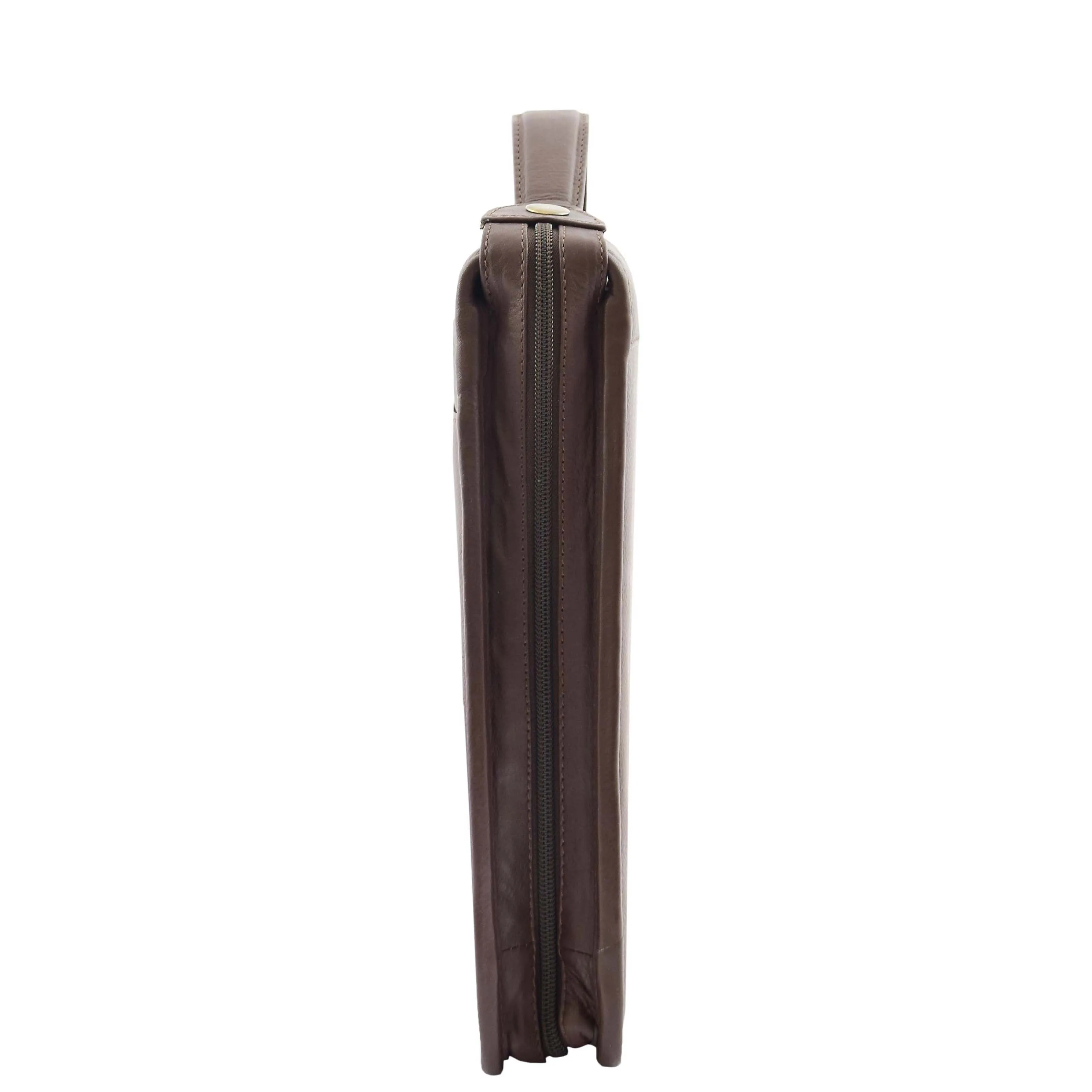 DR334 Real Leather Portfolio Case with Carry Handle Brown