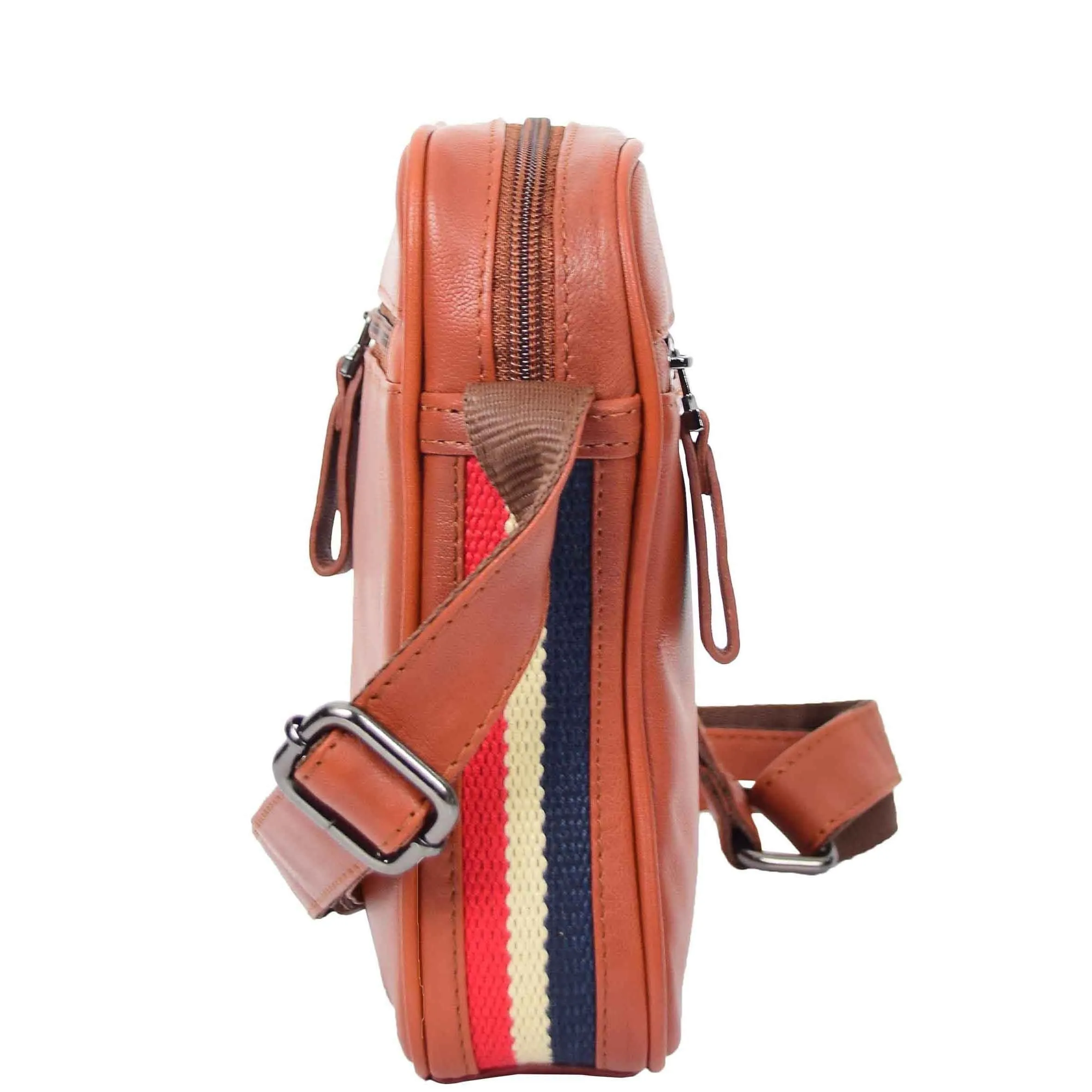 DR338 Men's Leather Cross Body Small Flight Bag Tan