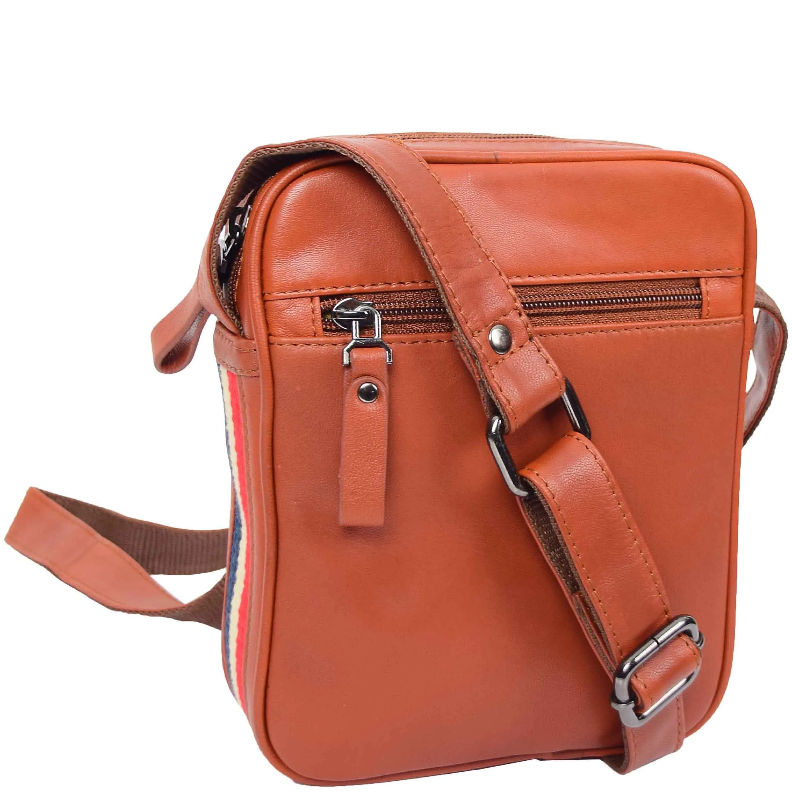 DR338 Men's Leather Cross Body Small Flight Bag Tan