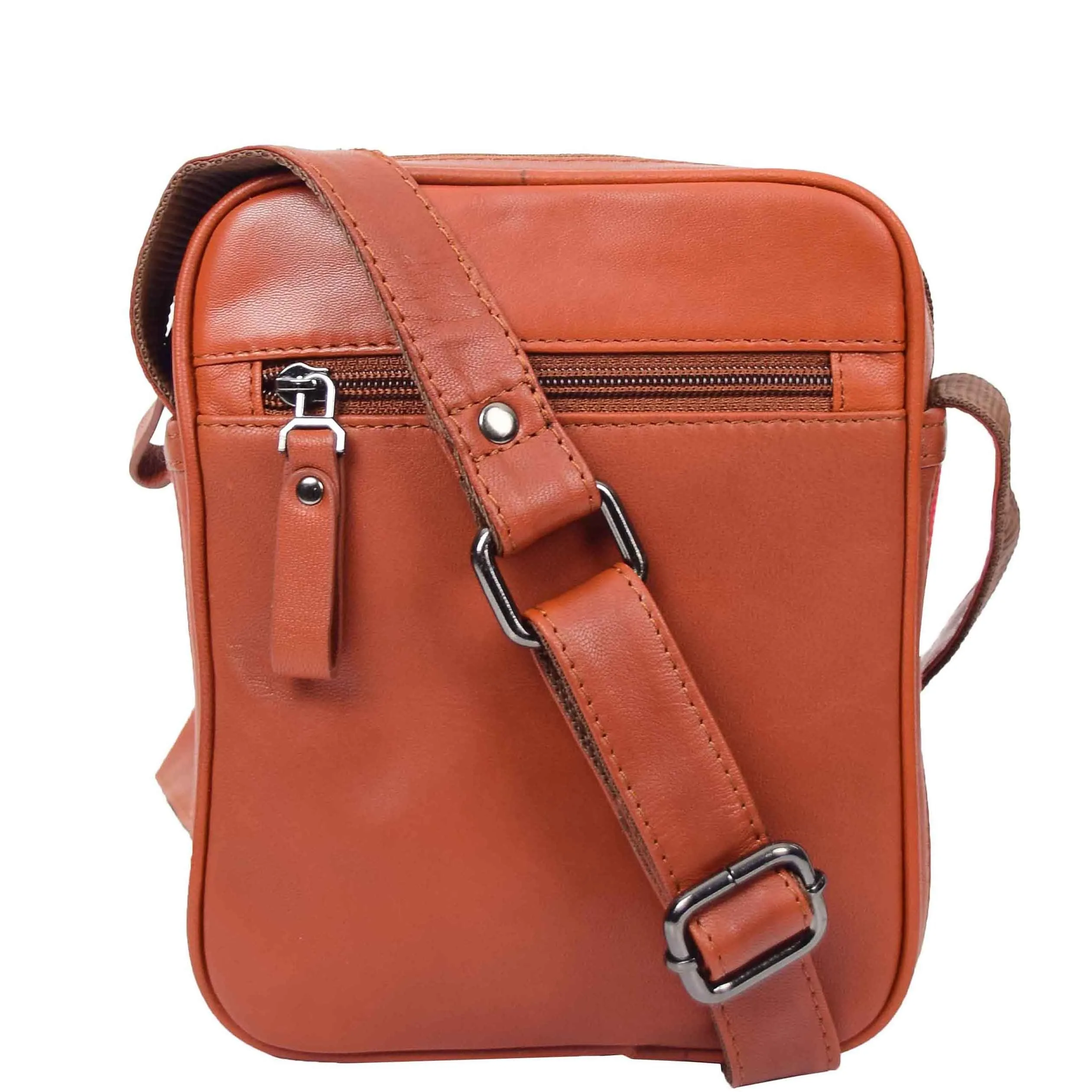 DR338 Men's Leather Cross Body Small Flight Bag Tan