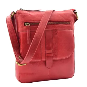 DR344 Women's Leather Cross Body Messenger Bag Red