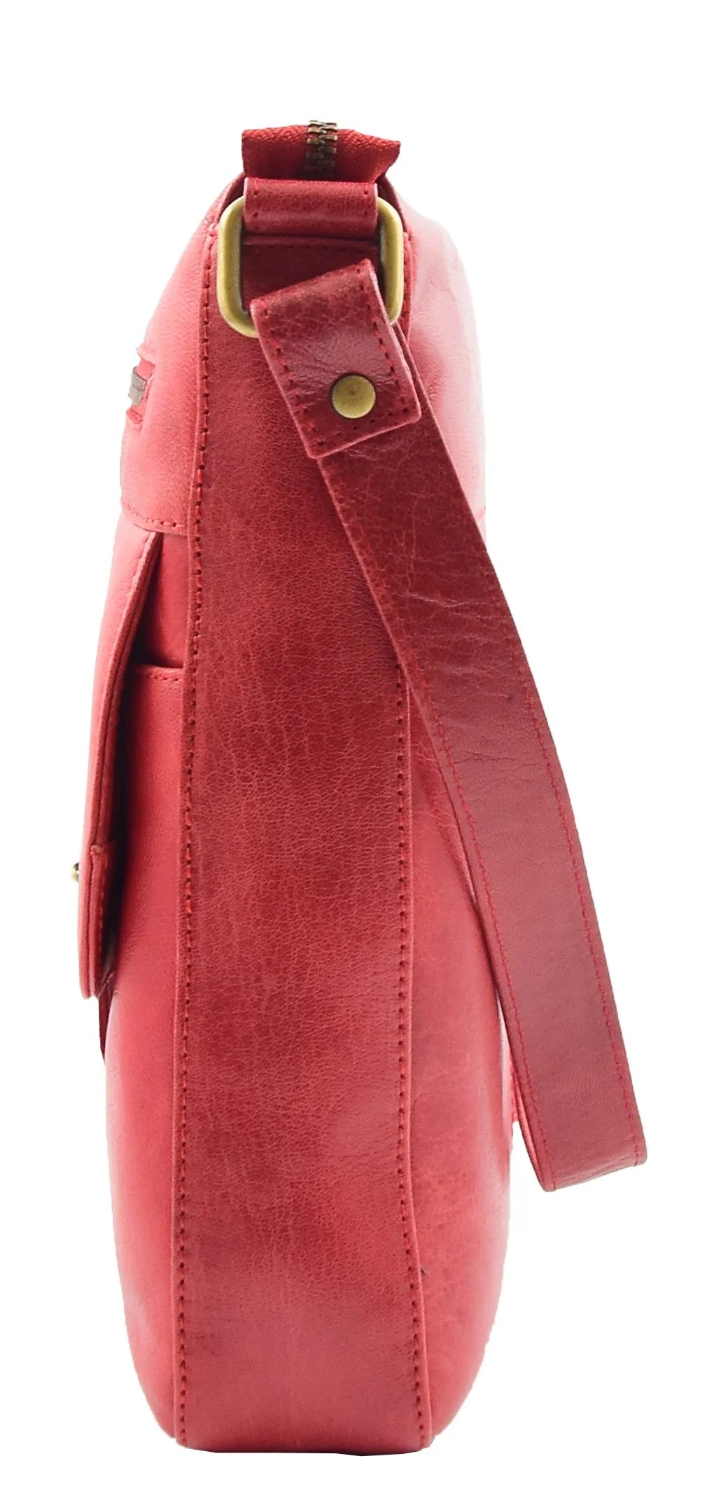 DR344 Women's Leather Cross Body Messenger Bag Red