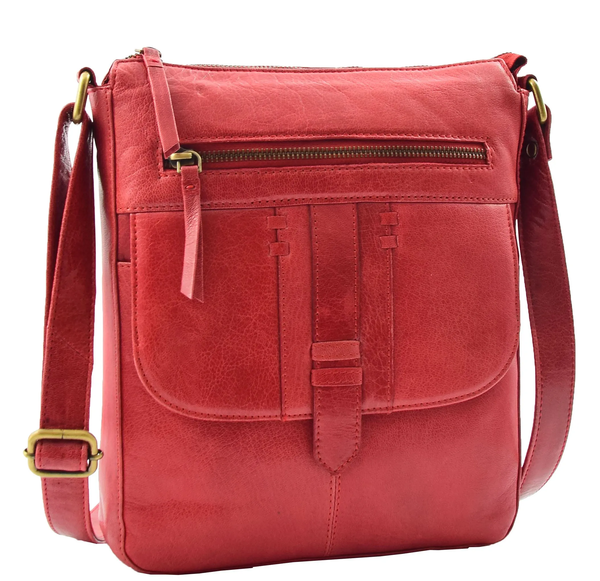 DR344 Women's Leather Cross Body Messenger Bag Red