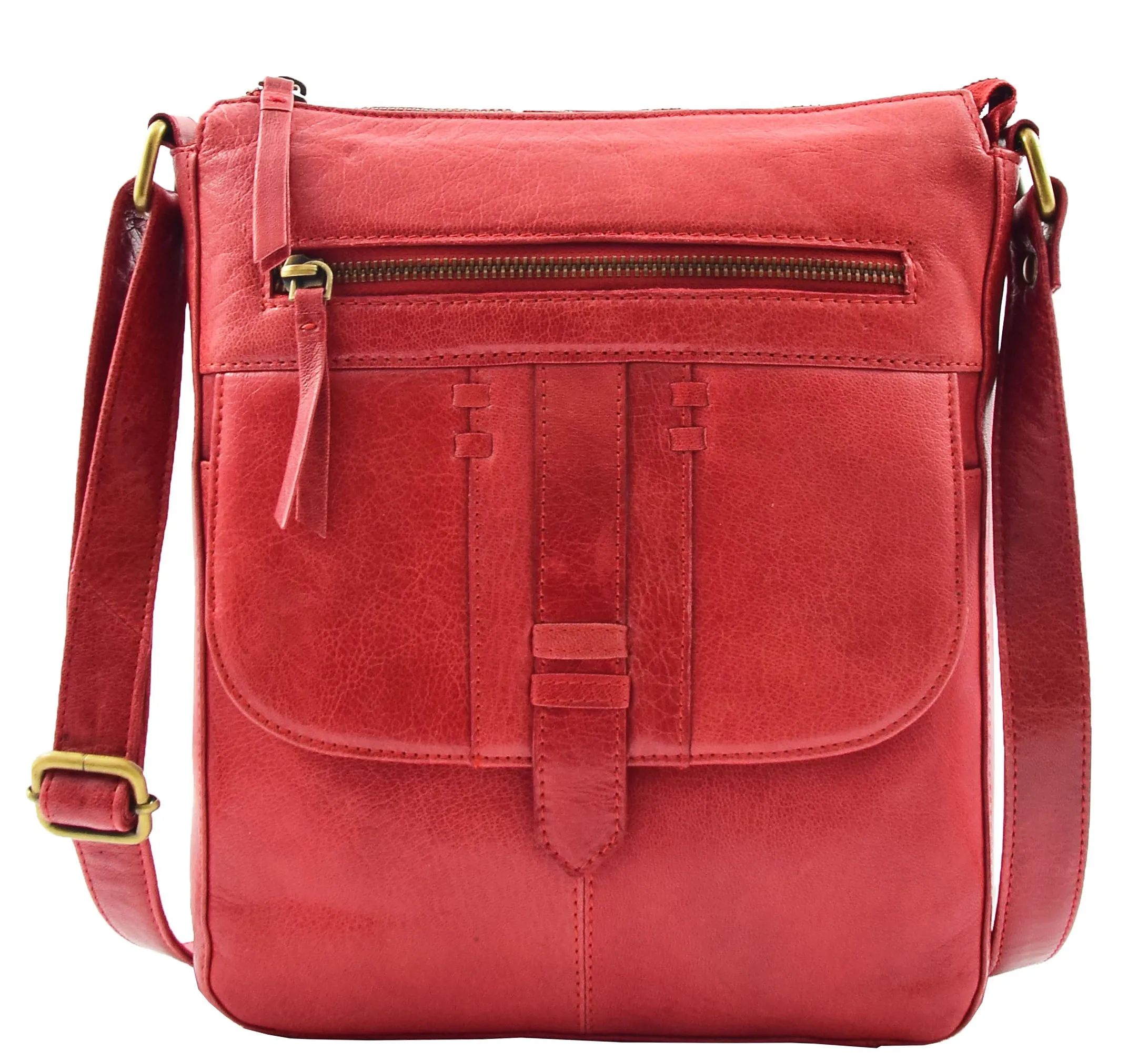 DR344 Women's Leather Cross Body Messenger Bag Red