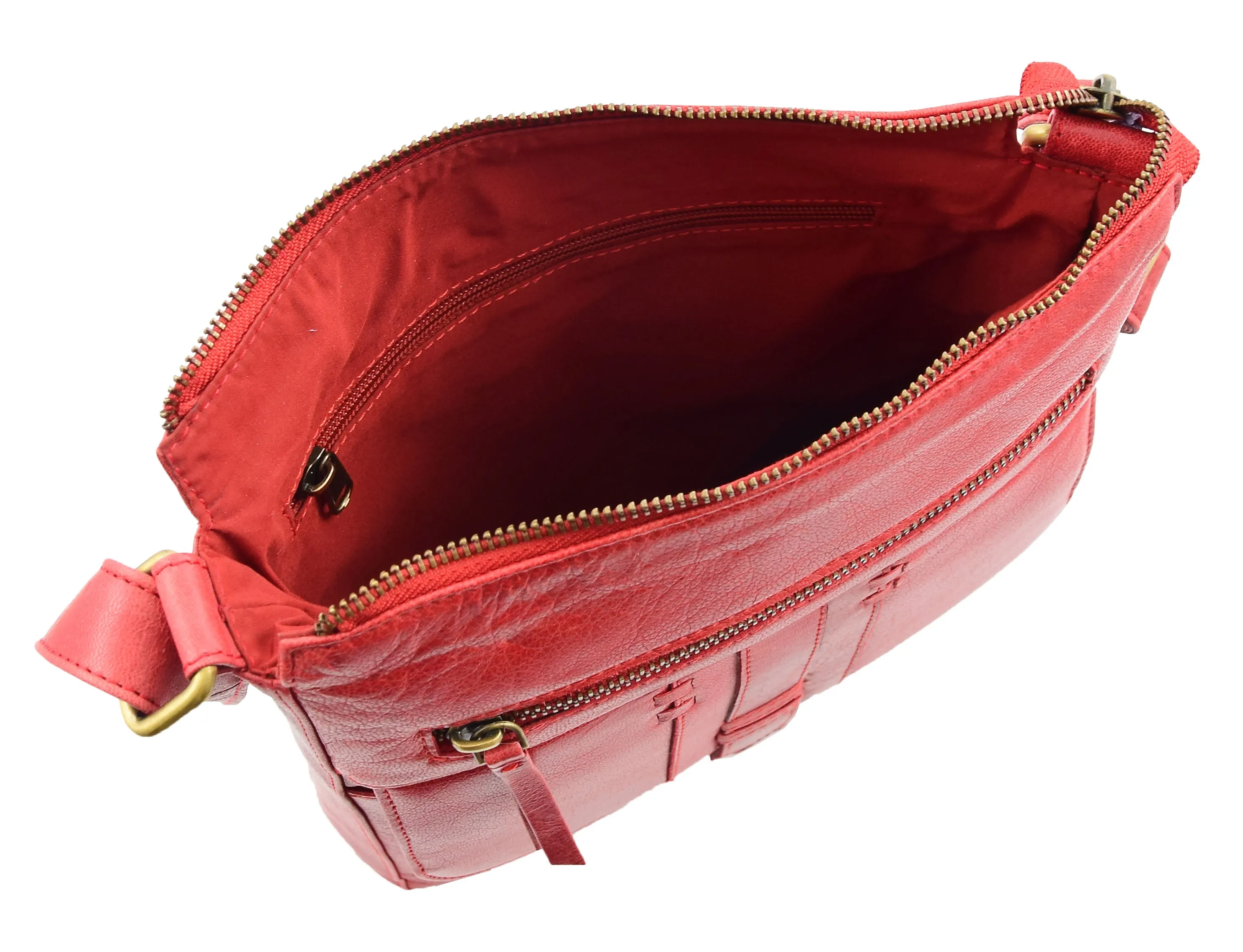 DR344 Women's Leather Cross Body Messenger Bag Red