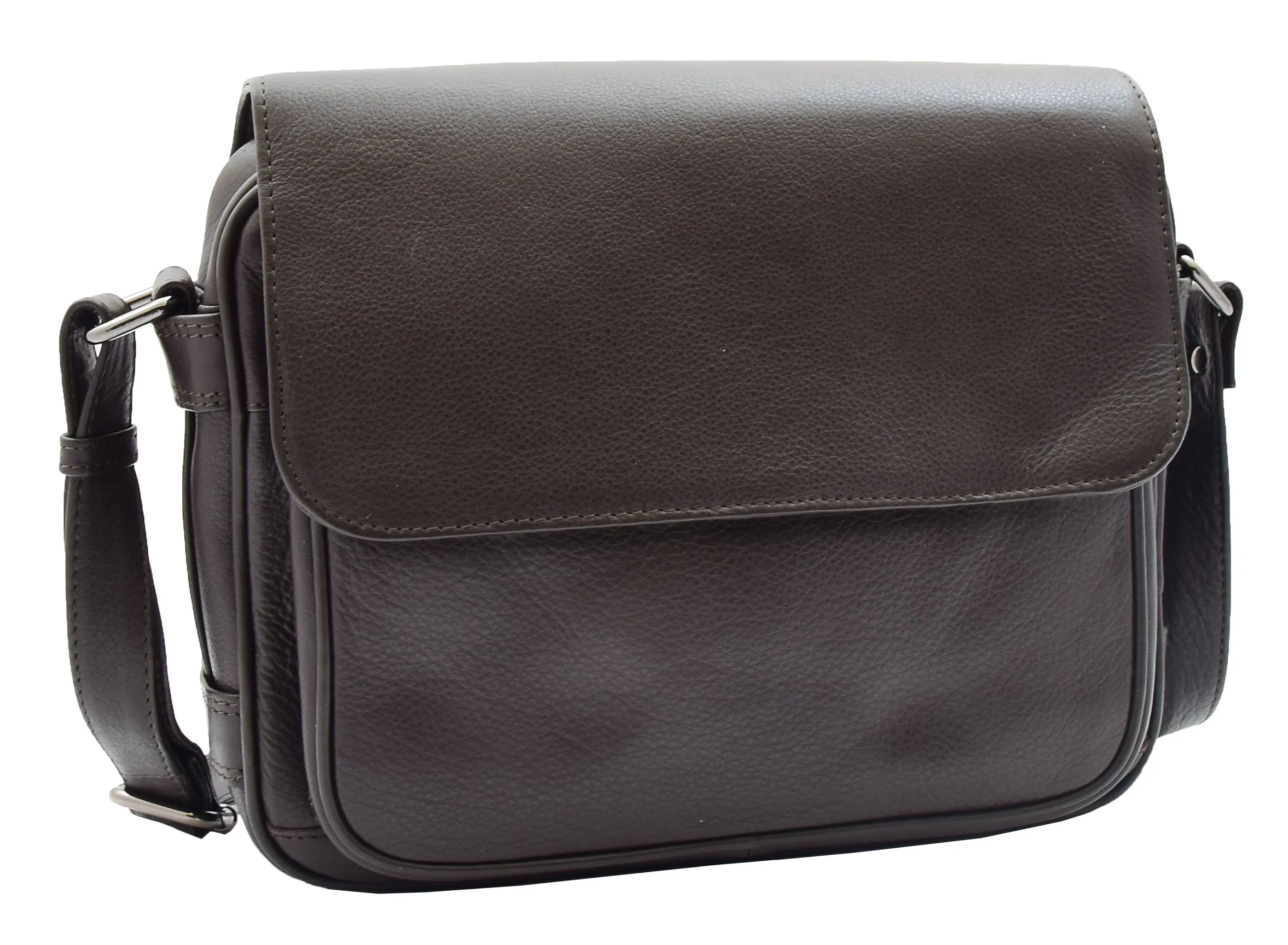 DR353 Women's Leather Cross Body Bag Casual Flap over Organiser Brown