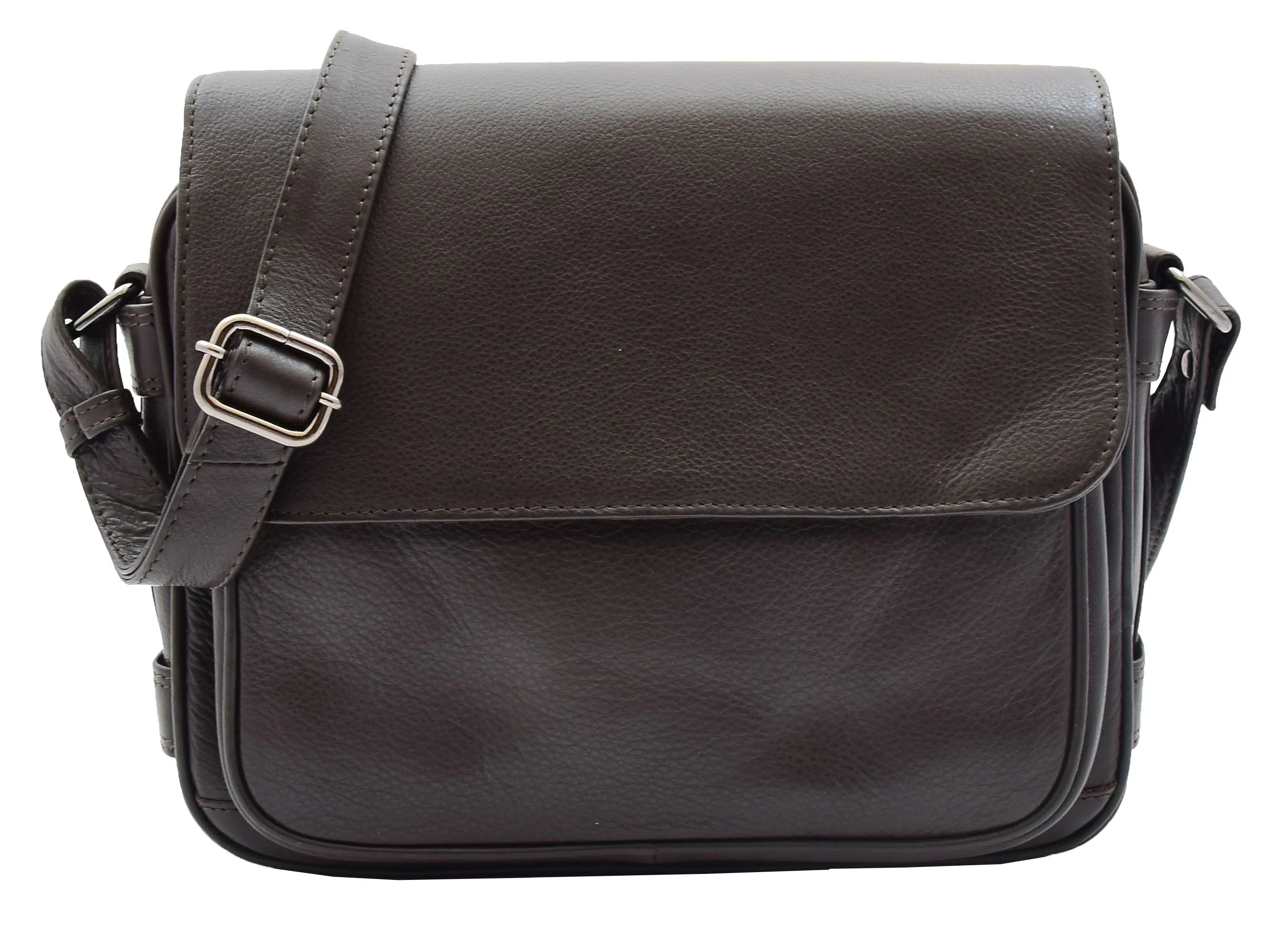 DR353 Women's Leather Cross Body Bag Casual Flap over Organiser Brown