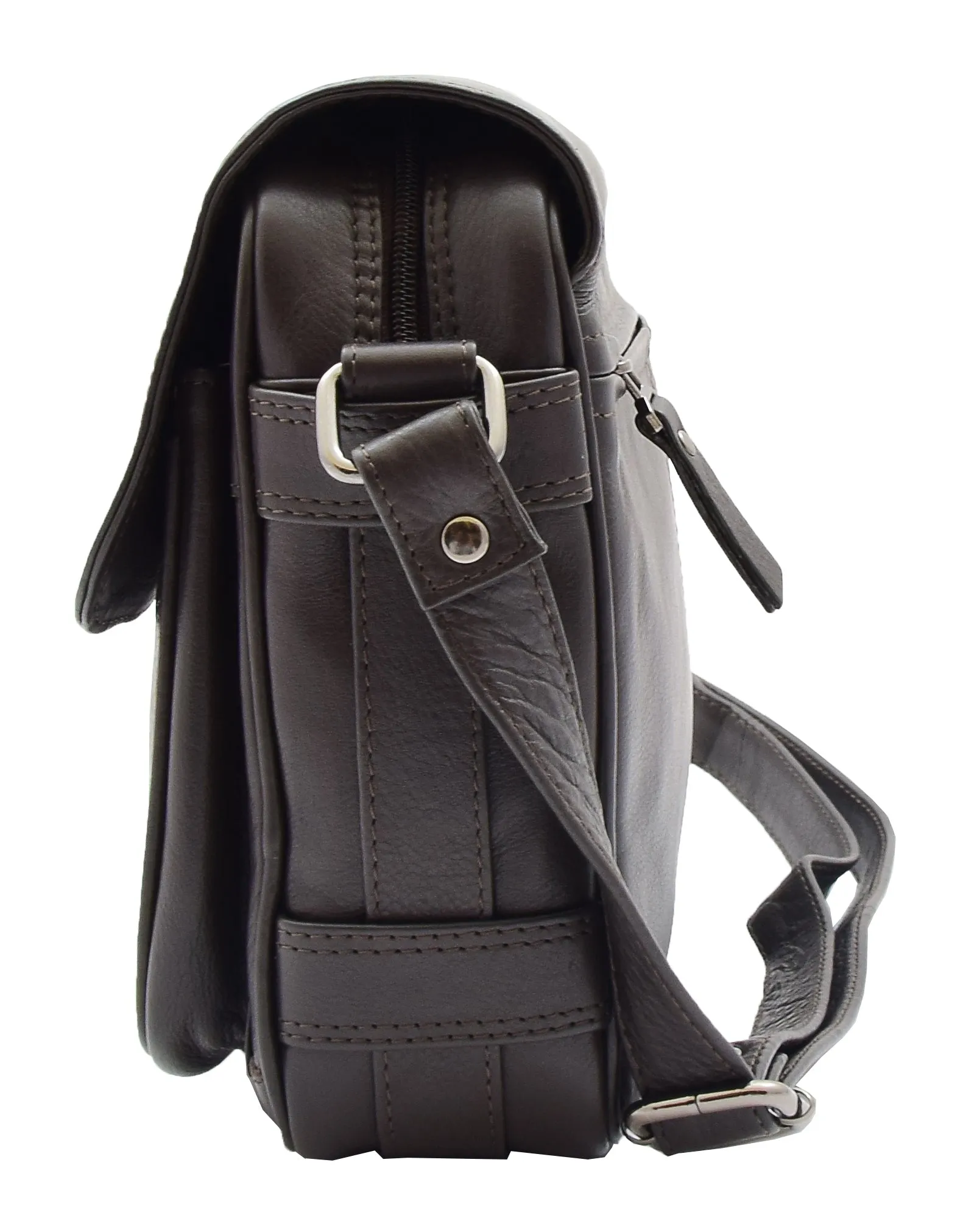 DR353 Women's Leather Cross Body Bag Casual Flap over Organiser Brown