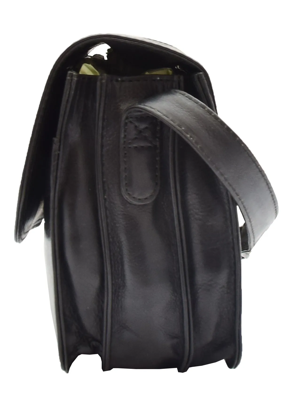 DR356 Women's Crossbody Bag Real Leather Messenger Black