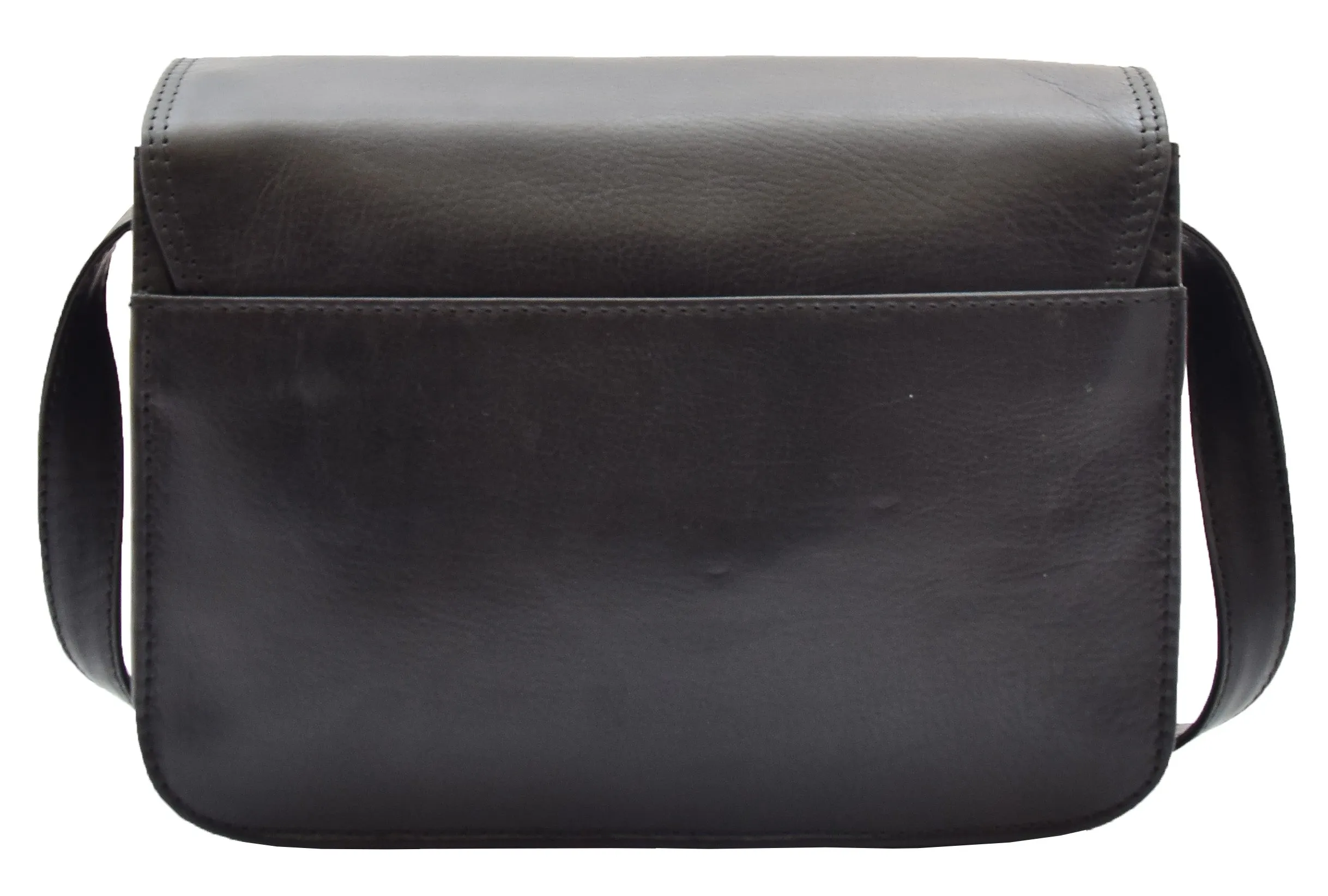 DR356 Women's Crossbody Bag Real Leather Messenger Black