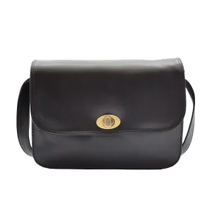 DR356 Women's Crossbody Bag Real Leather Messenger Black