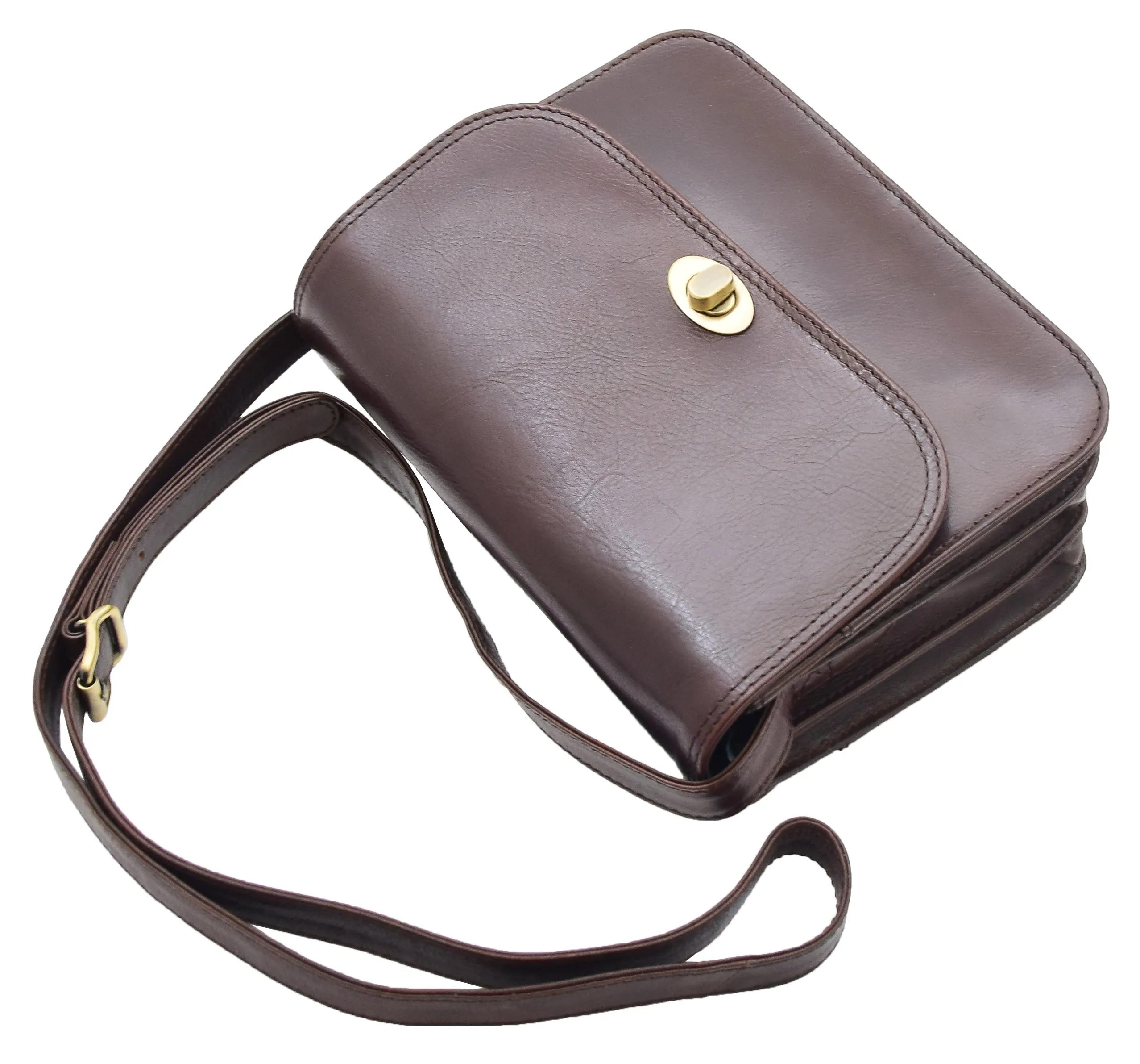 DR356 Women's Crossbody Bag Real Leather Messenger Brown
