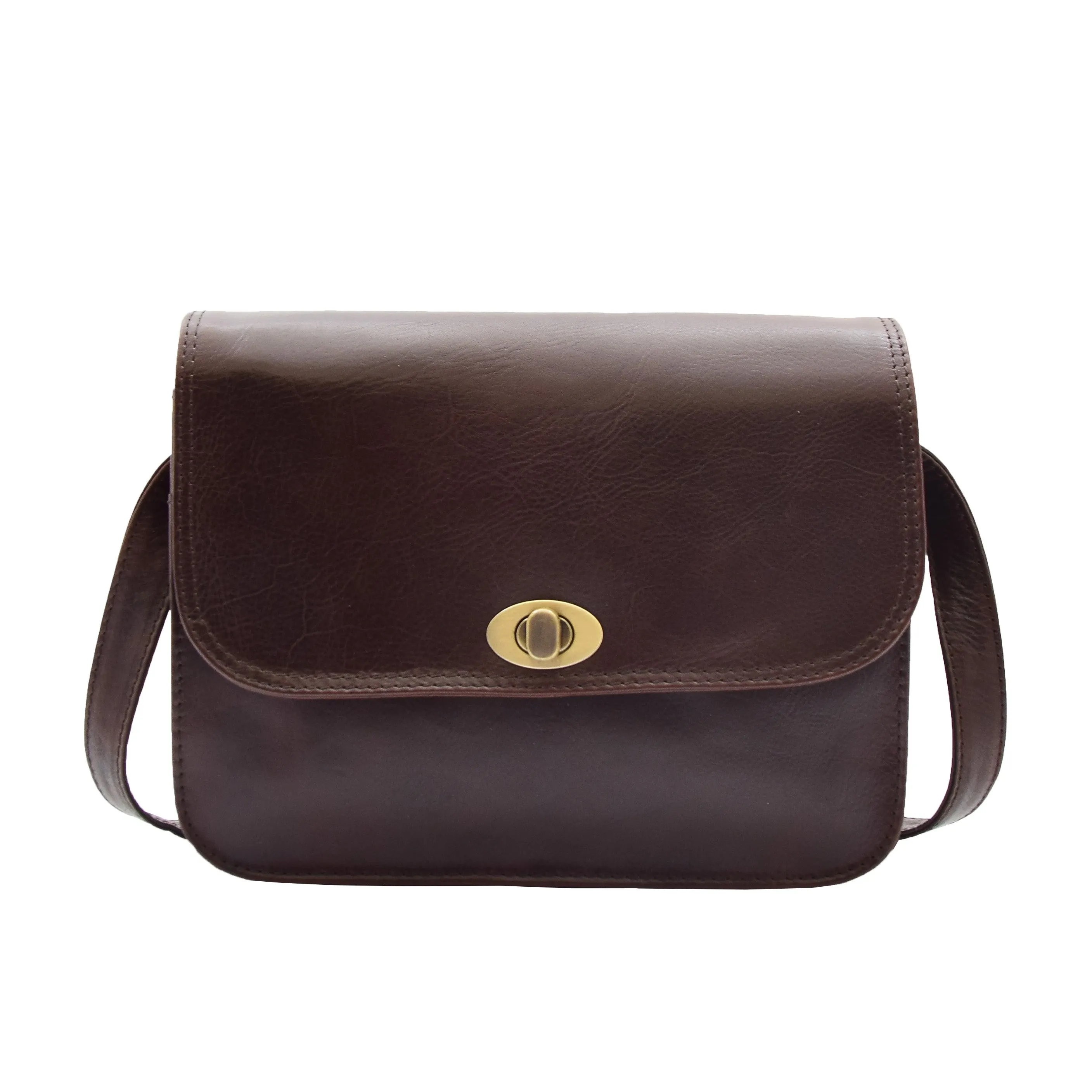 DR356 Women's Crossbody Bag Real Leather Messenger Brown