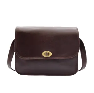 DR356 Women's Crossbody Bag Real Leather Messenger Brown