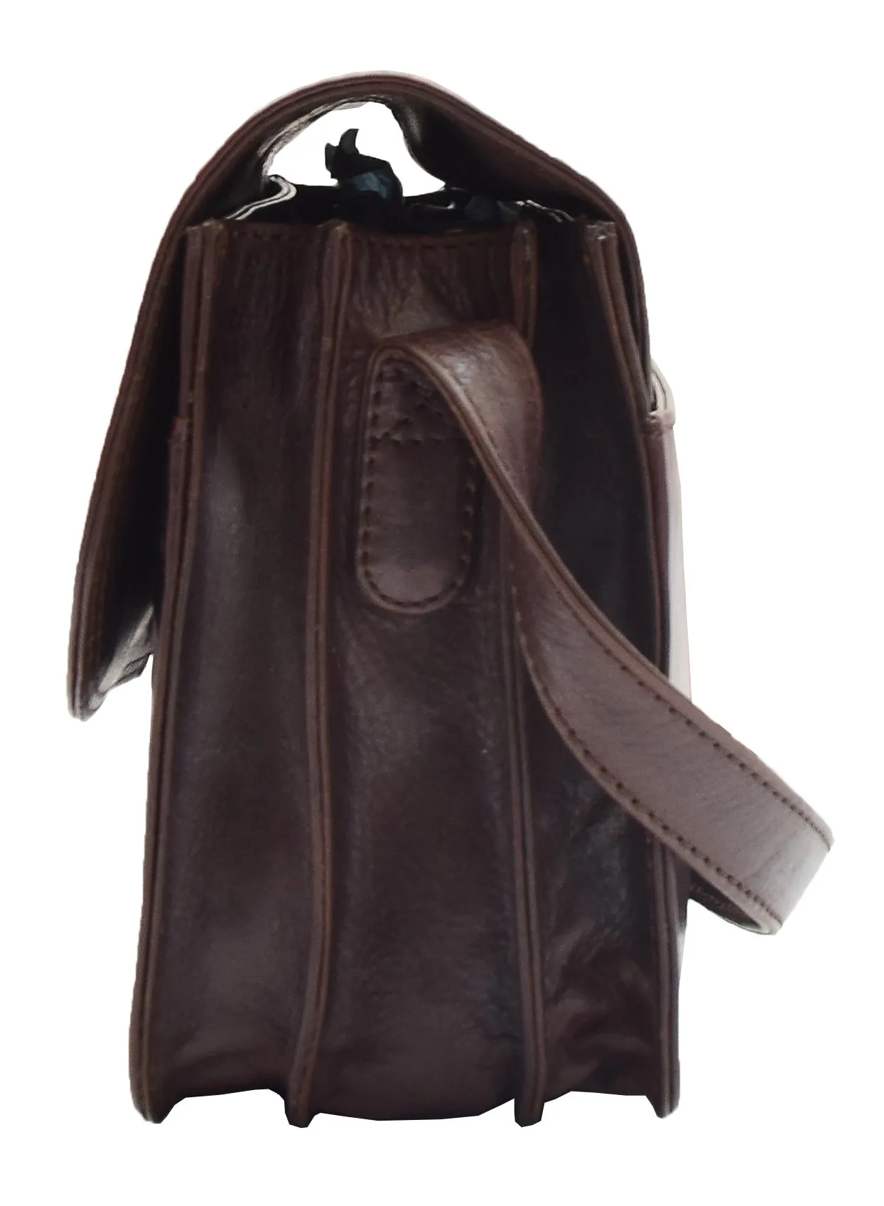 DR356 Women's Crossbody Bag Real Leather Messenger Brown