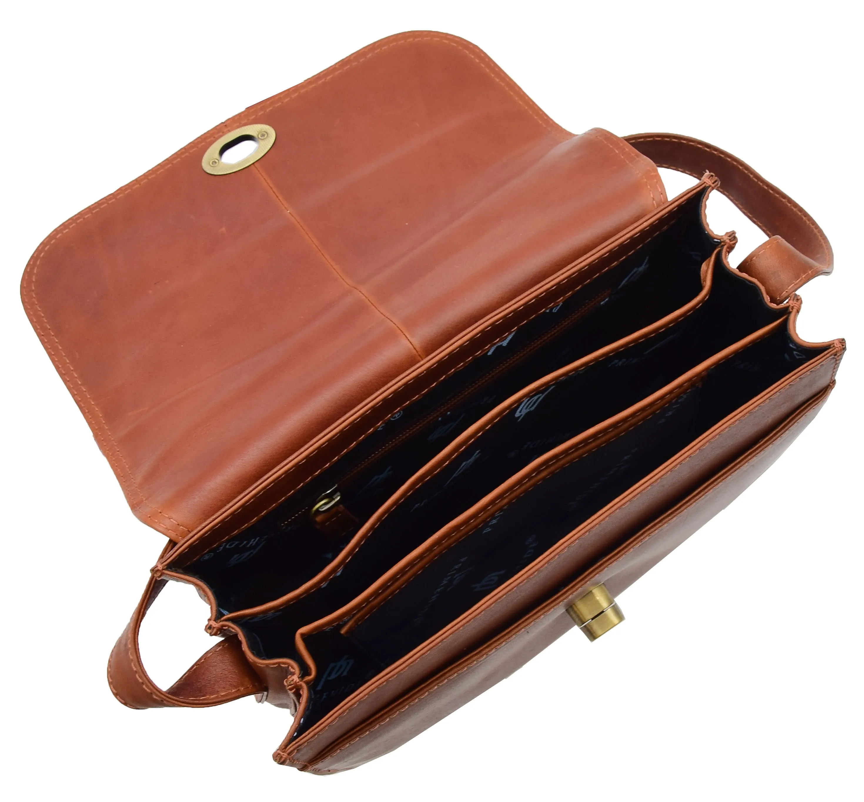 DR356 Women's Crossbody Bag Real Leather Messenger Chestnut