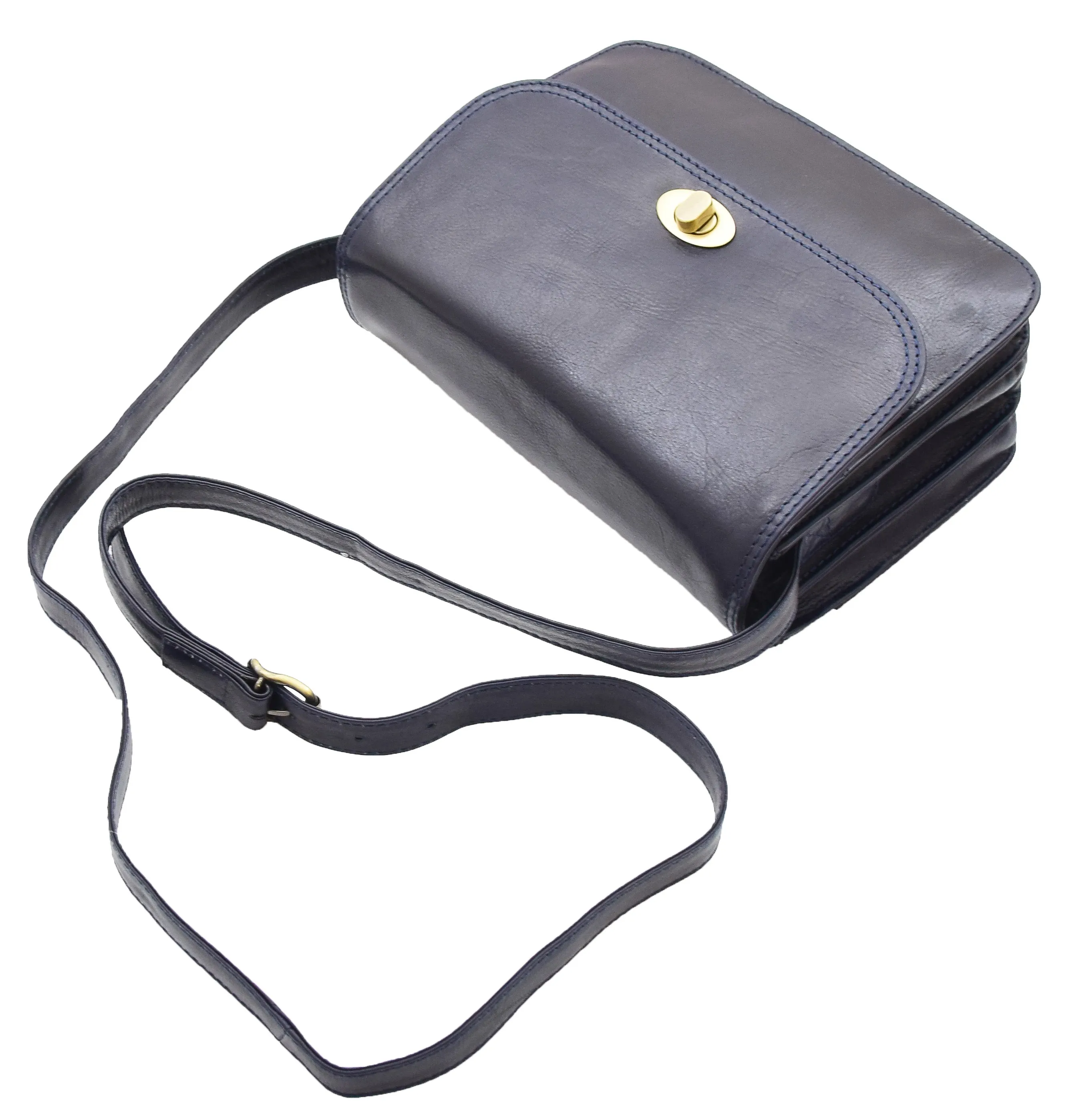 DR356 Women's Crossbody Bag Real Leather Messenger Navy