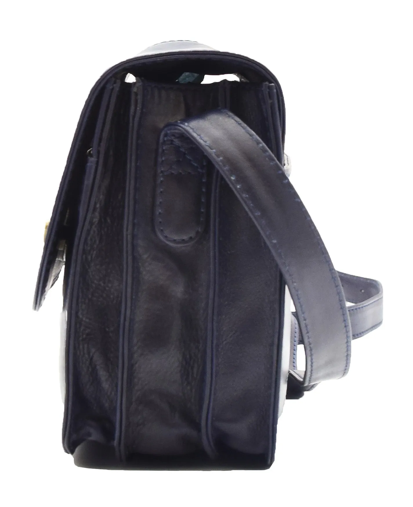 DR356 Women's Crossbody Bag Real Leather Messenger Navy