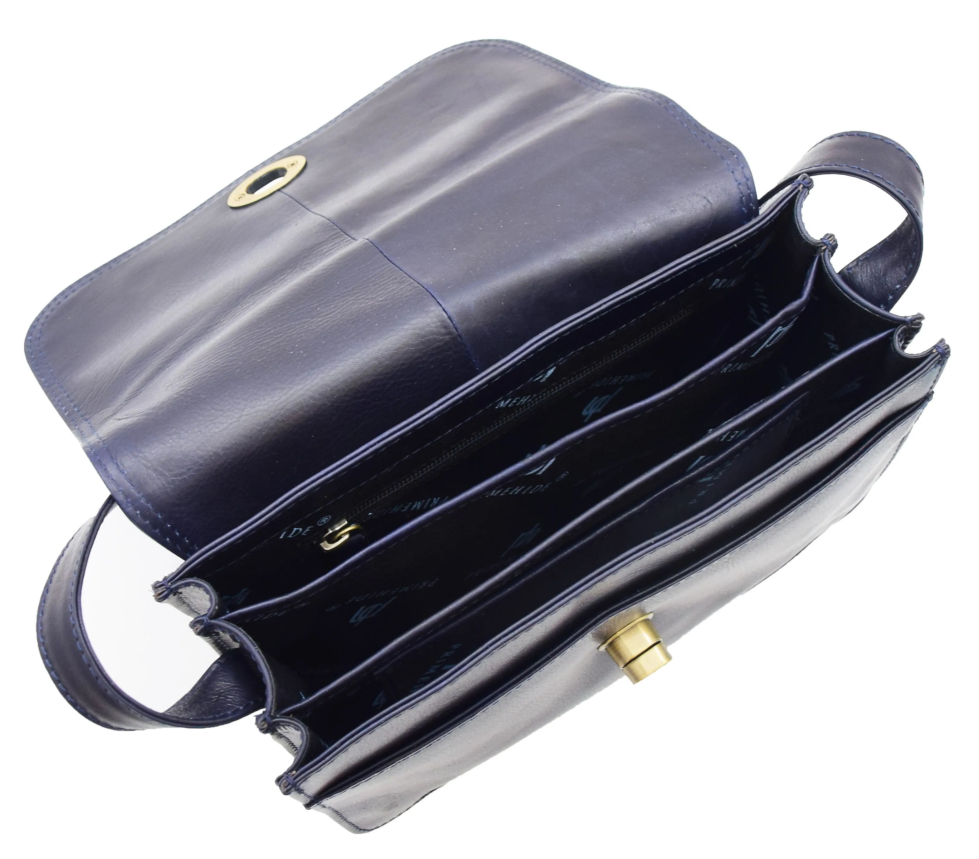 DR356 Women's Crossbody Bag Real Leather Messenger Navy