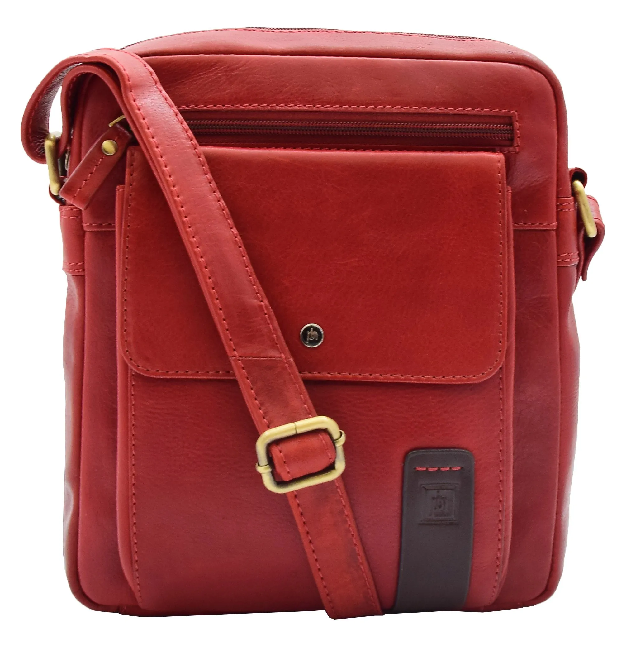DR359 Men's Leather Cross Body Travel Organiser Bag Bordo